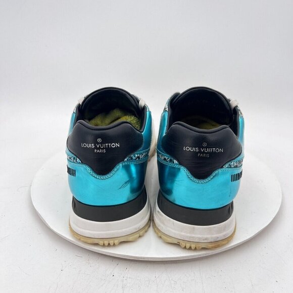 Louis Vuitton Run Away Men Size UK 9 US 10 Turquoise Leather Tennis Sneakers - Picture 6 of 15